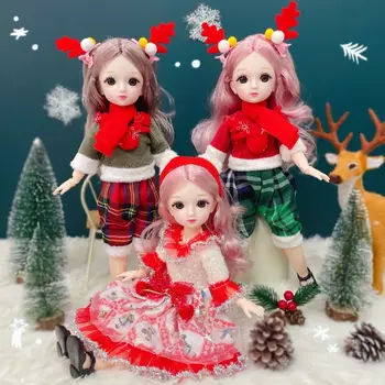 Gömbcsukló 30cm Bjd babák Karácsony ruhákkal 1/6 Bjd babák színes aranyos 1/6 anime Bjd baba karácsonyi ajándékok