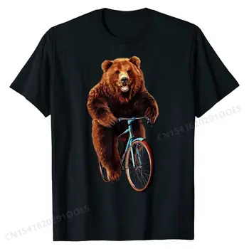 Happy Grizzly Riding Bicycle póló Casual Man Top pólók Vicces pamut felsők Pólók 3D nyomtatott