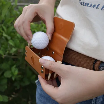 Hordozható golflabda tároló tasak golflabda deréktartó táska Mini zsebkonténer fém csattal Bőr deréktartó golfhordozó