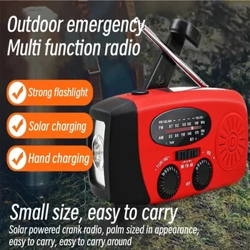 Hordozható napelemes rádió Katasztrófamegelőzés Multifunkcionális vészhelyzeti kézi működtetésű energiatermelő rádió Kültéri FM napelemes rádió