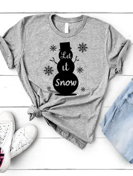 Hóember hópehely trend póló karácsonyi ünnep Top Print női divat hölgy újévi ing ruházat ruházat ruházat grafikus póló