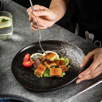 Japán ételek Személyre szabott kreatív kerámia Retro étkészlet Szabálytalan edények Sekély edények Háztartási edények