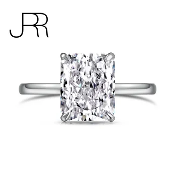 JRR Új érkezés 925 sterling ezüst 4CT sugárzó magas széntartalmú gyémánt drágakő eljegyzés esküvői finom gyűrű ékszerek Ingyenes szállítás