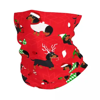 Karácsonyi tacskók piros bandana nyakszárvédő nyomtatott kutya Balaclavas wrap sál Multifunkcionális fejpánt túrázás férfiaknak Nők
