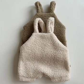 Keep Warm Lamb Infant Baby Boy Girl Strap nadrág Puha meleg újszülött jumpsuit Romper karácsonyi kisgyermek ruhák