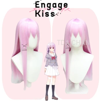Kisara Cosplay paróka anime Engage Kiss Kisara 70cm hosszú rózsaszín hőálló szintetikus haj Halloween szerepjáték parókák