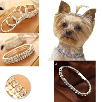 Kisállat nyaklánc macska kutya nyakörv gyémánt cirkon esküvői ékszerekkel Luxus fém réz kölyöknyakörvek Kutya kellékek