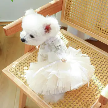 Kisállat ruha Nyári szegély hímzés Hercegnő kutya macska esküvői ruha Kutya macska öltöztetős kiskutya party szoknya kutya kellékek