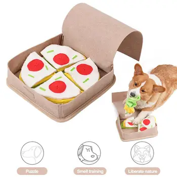 Kisállat szimatoló játék csúszásmentes stresszoldó szőnyeg kutya tubákszőnyeg pizza doboz forma elmestimuláló kisállat jutalomfalat adagolás játék lassú