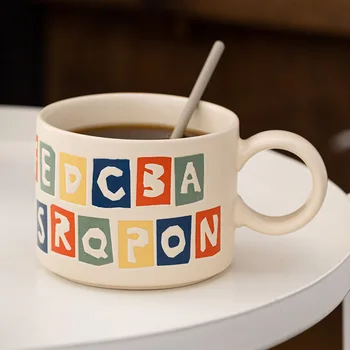 Kreatív digitális festett kerámia kávéscsésze irodai otthoni teáscsésze teáskészlet dombornyomott digitális tej zabpehely bögre desszert bögre lakberendezés