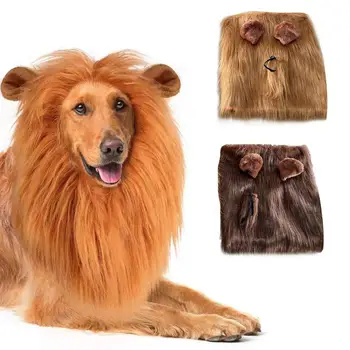 Kutya paróka oroszlánsörény jelmez kisállat cosplay ruhák színeváltozás téli meleg kisállatszőr paróka nagy kutyának ünnepi party kutya kiegészítő
