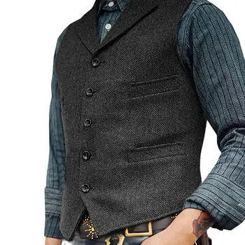 Ladiguard Plus Size férfi divatállvány zsebmellényes ruházat 2024 Egymellű öltönyfelsők férfi ujjatlan alkalmi ing felsőruházat
