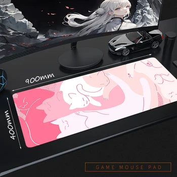  laptop egérpad aranyos, Kawaii anime macskák asztalszőnyeg, XXL bővített játék asztali szőnyeg, Kiváló minőségű rózsaszín anime egérpad Gamer billentyűzet