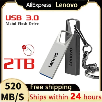Lenovo 2TB Flash illesztőprogramok 3.0 USB 1TB 512GB fém nagy sebességű Pendrive hordozható stick flash memória tároló U lemezadapter PC-hez