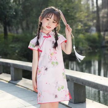 Lovely Girls Cheongsam Hanfu ruházat Kids Vintage Tangsuit Gyerek Party ruhák Qipao esküvői ruha Jelmez ajándék