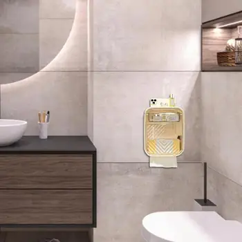 Luxus falra szerelhető papírtekercs tartó polc szövet rendszerezők Állvány telefon tárolópolcokkal Polcok a fürdőszobához Konyhai kiegészítők