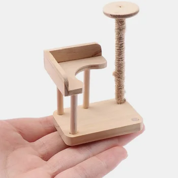 Macska mászóka fa mini házak modell bútorok fa asztali kiegészítők kellékek