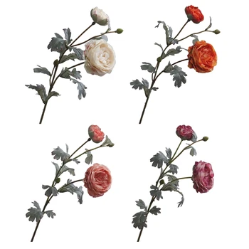 Mesterséges bazsarózsa virág szimuláció selyemvirág hamis virágcsokor 2 fejre