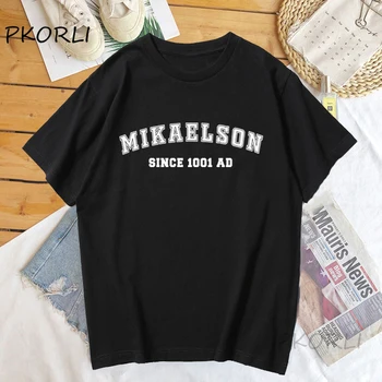 Mikaelson 1001 óta Női pólók férfiaknak A vámpírnaplók Damon Stefan Salvatore póló pamut rövid ujjú felsők
