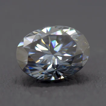 Moissanite laza kőszürke színű ovális vágású szintetikus laboratóriumban létrehozott hőgyémánt Sikeres gyémánt teszter GRA tanúsítvánnyal rendelkezik