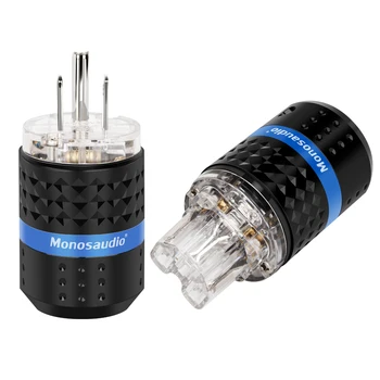 Monosaudio M103R/F103R 99,998% tiszta réz Ródiumozott amerikai tápcsatlakozó Audio tápcsatlakozó IEC320 C13 anya csatlakozó dugó