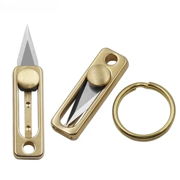 Multi Mini kés Hordozható papírvágó pengés kések Sárgaréz zseb Összecsukható kulcstartó csúszó pengés kés
