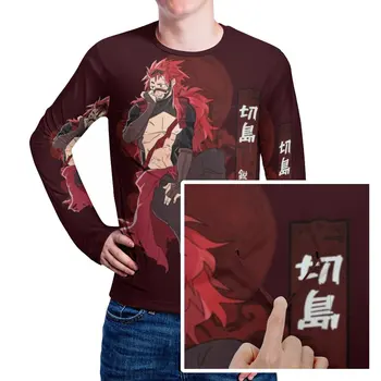 My Hero Academia póló férfi Kirishima Eijiro Otona Kawaii pólók Őszi trendi póló Hosszú ujjú grafika Túlméretezett felsők