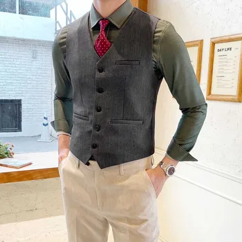 New Fashion szabadidőmellény férfi alkalmi öltöny mellény Slim Fit Business irodai ruházat