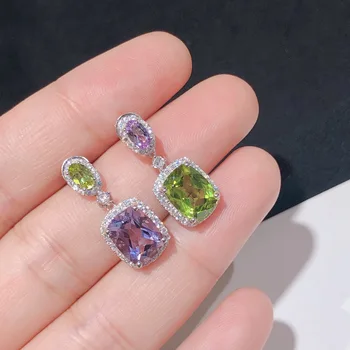 New Fashion Water Drop körte alakú világos zöld rózsaszín ovális kristály teljes gyémánt hosszú fülbevaló nőknek esküvői ajándék ékszerek