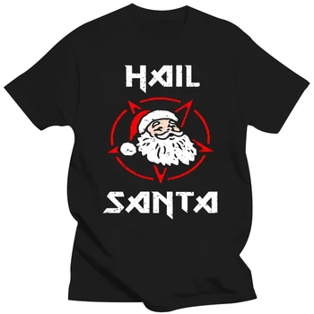 New Summer Fashion Men Tee Hail Santa póló - Funny Satan Christmas Metal Shirt - Sátánista death metal póló - Férfi női Unise