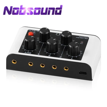 Nobsound Mini hordozható sztereó 4 csatornás vonalkeverő Ultra-alacsony zajszintű hangkeverés klub/bár/élő stúdió fejhallgató-figyeléshez