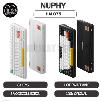 Nuphy Halo75 Gamer mechanikus billentyűzet 3 módú USB/2.4G/Bluetooth vezeték nélküli billentyűzet RGB billentyűsapkák PBT Hot Swap iPad / Win / Mac ajándékhoz