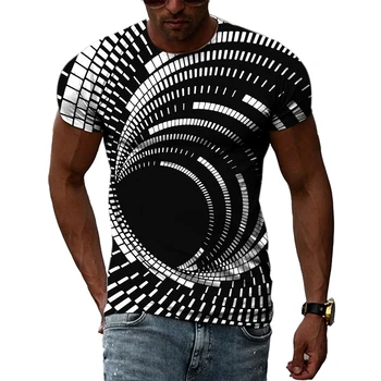 Nyár Új 3D nyomtatási alagút Vortex Men póló Divat Alkalmi Háromdimenziós grafikus pólók Trend O-nyakú utcai viselet Pólók felső