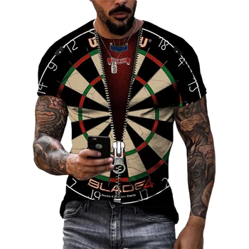 Nyár Új kreatív darts játék grafikus pólók 2023 férfi divat alkalmi hiphop harajuku nyomtatott O-nyakú rövid ujjú pólók felsők