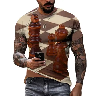 Nyári sakk férfi póló verseny ruhák Túlméretezett rövid ujjú trend A haradzsuku sakkrajongók kiváló minőségű ingeket terveznek