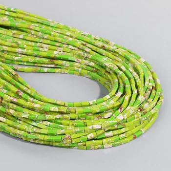 Négyzet alakú zöld császári jáspis kőgyöngyök laza finom gyöngyök kézzel készített karkötő nyaklánc DIY ékszerkészítéshez
