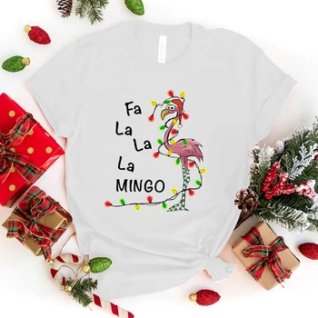 Női divat karácsonyi Fa La La La Mingo levélmintás póló Uniszex alkalmi póló Harajuku puha rövid ujjú, kerek nyakú ing