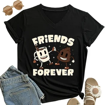 Női rajzfilm ruházat Szép rövid ujjú divatruhák Friends Forever grafikus póló Nyári póló női póló női felső