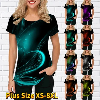 Női ruhák nyomtatása Akvarell Új aranyos blúz póló Divat nyomtatás O nyak női grafikus póló XS-8XL