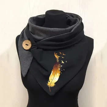 Női sál téli lómintás sál gomb puha pakolás plüss bársony meleg sálak kendők vintage stílusú nyakkendők nyakkendők