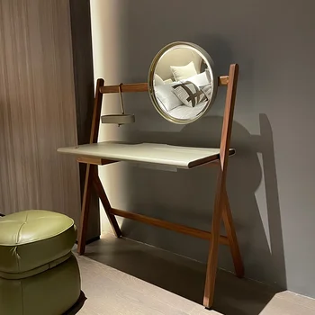 olasz minimalista bőr művészeti fésülködőasztal egyszerű könnyű luxus hálószoba dió nyereg bőr sminkasztal tervező egyedi