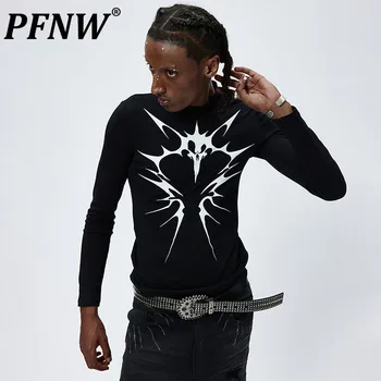PFNW Hip Hop nyomtatás férfi hosszú ujjú pólók O-nyakú aljszőrzet Niche Design férfi póló Szorosan illeszkedő 2023 ősz felsők 28W1463