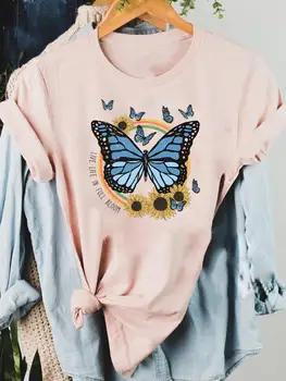 Pillangó 90-es évek trendje Édes ruházat Grafikus póló alkalmi hölgyek divat rövid ujjú T ruhák női női pólók