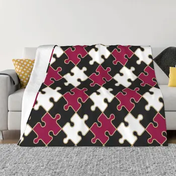 Puzzle geometriai színes takarók flanel nyomtatott többfunkciós meleg takarók otthoni utazáshoz plüss vékony paplan