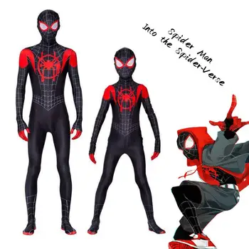 Pókember cosplay jelmez Pókember a versbe Miles szuperhős bodys jumpsuit Halloween jelmezek gyerekeknek Felnőtt