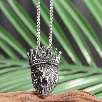 rozsdamentes acél uralkodó korona oroszlán medál nyaklánc férfiaknak és nőknek Hip-Hop Punk személyiség Trend ékszer ajándék