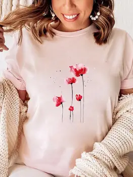 Ruhák Női Női 90-es évek Stílus Virágtrend Szép nyári T ruházat Grafikai póló Divat rövid ujjú alkalmi pólók