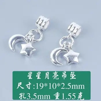 S925 Sterling ezüst hold és csillagok bűvöli gyöngyök nőknek ékszerkészítés karkötők varázsa nyaklánc medál fülbevaló kiegészítők