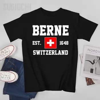 Svájc zászlaja Swiss EST.1648 Berne férfi póló póló O-nyakú pólók női fiú ruházat 100% pamut