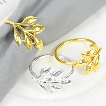 szalvéta dekorációs party gyűrűk fém arany születésnapi 6/3db asztali vacsoratartók őszi levelek csatokhoz esküvői tartó
